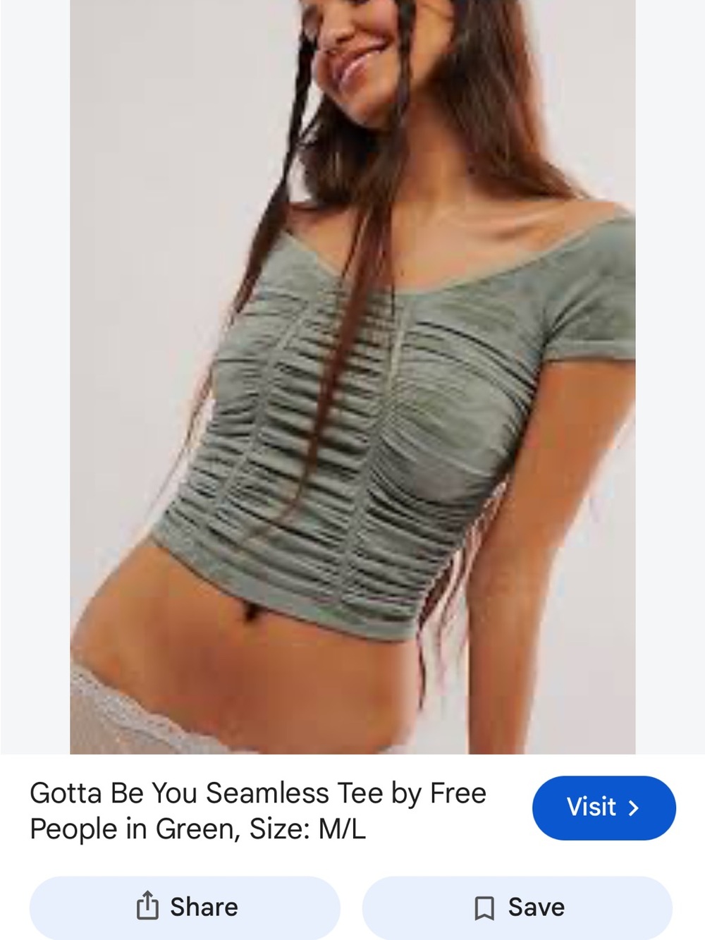 Free People Sage Ruched Off-Shoulder Crop Top